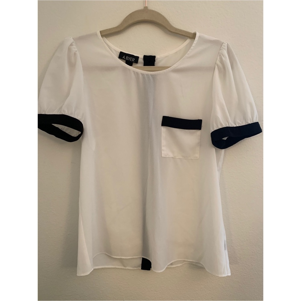 A.Byer White Sheer Blouse Small